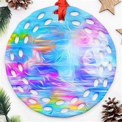 Background Drips Fluid Colorful Round Filigree Ornament (two Sides) by Wegoenart