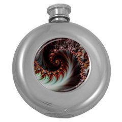 Digital Fractal Fractals Fantasy Round Hip Flask (5 Oz) by Wegoenart