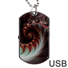 Digital Fractal Fractals Fantasy Dog Tag Usb Flash (two Sides) by Wegoenart