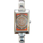 Mandala Art Painting Acrylic Rectangle Italian Charm Watch Front