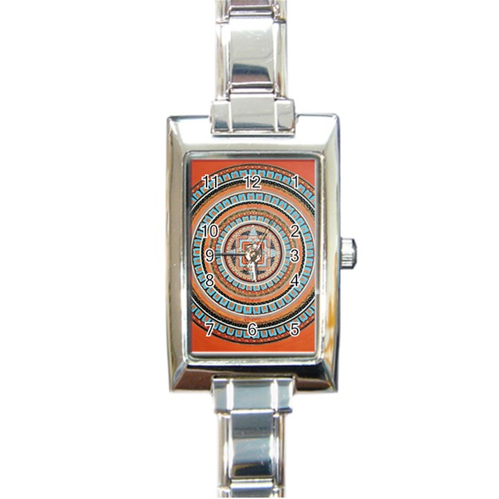 Mandala Art Painting Acrylic Rectangle Italian Charm Watch