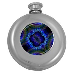 Kaleidoscope Art Pattern Ornament Round Hip Flask (5 Oz) by Wegoenart