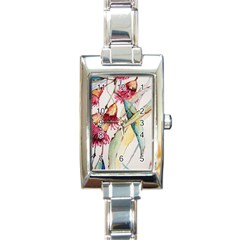 Plant Nature Flowers Foliage Rectangle Italian Charm Watch by Wegoenart