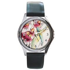 Plant Nature Flowers Foliage Round Metal Watch by Wegoenart