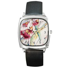 Plant Nature Flowers Foliage Square Metal Watch by Wegoenart