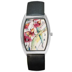 Plant Nature Flowers Foliage Barrel Style Metal Watch by Wegoenart