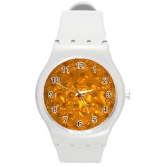 Bubbles Circles Template Texture Round Plastic Sport Watch (m) by Wegoenart