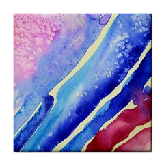 Painting Abstract Blue Pink Spots Tile Coasters by Wegoenart