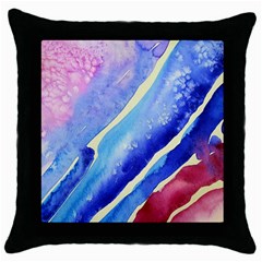 Painting Abstract Blue Pink Spots Throw Pillow Case (black) by Wegoenart