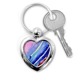 Painting Abstract Blue Pink Spots Key Chains (Heart)  Front