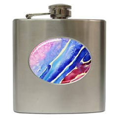 Painting Abstract Blue Pink Spots Hip Flask (6 Oz)