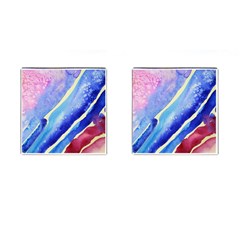 Painting Abstract Blue Pink Spots Cufflinks (square) by Wegoenart