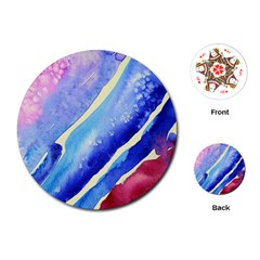 Painting Abstract Blue Pink Spots Playing Cards (round) by Wegoenart