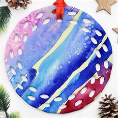 Painting Abstract Blue Pink Spots Round Filigree Ornament (two Sides) by Wegoenart