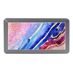 Painting Abstract Blue Pink Spots Memory Card Reader (mini) by Wegoenart