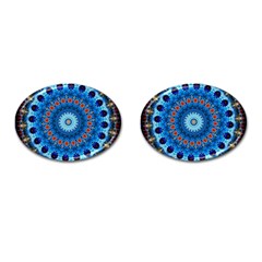 Rose Kaleidoscope Art Pattern Cufflinks (oval)