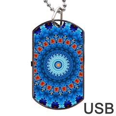 Rose Kaleidoscope Art Pattern Dog Tag Usb Flash (one Side) by Wegoenart