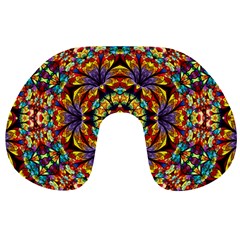 Flowers Kaleidoscope Art Pattern Travel Neck Pillows by Wegoenart