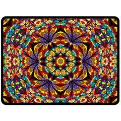 Flowers Kaleidoscope Art Pattern Double Sided Fleece Blanket (large)  by Wegoenart