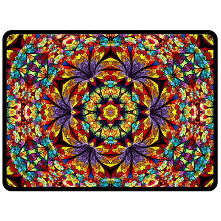 Flowers Kaleidoscope Art Pattern Double Sided Fleece Blanket (Large) 