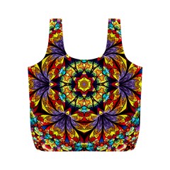 Flowers Kaleidoscope Art Pattern Full Print Recycle Bag (m) by Wegoenart