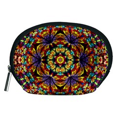 Flowers Kaleidoscope Art Pattern Accessory Pouch (medium) by Wegoenart