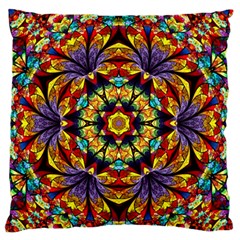 Flowers Kaleidoscope Art Pattern Large Flano Cushion Case (one Side) by Wegoenart