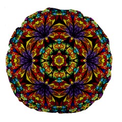 Flowers Kaleidoscope Art Pattern Large 18  Premium Flano Round Cushions by Wegoenart