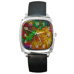 Background Color Template Abstrac Square Metal Watch by Wegoenart