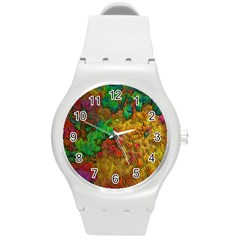 Background Color Template Abstrac Round Plastic Sport Watch (m) by Wegoenart