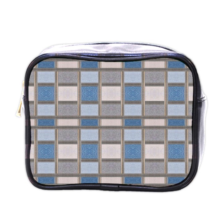 Abstract Seamless Fabric Blue Mini Toiletries Bag (One Side)