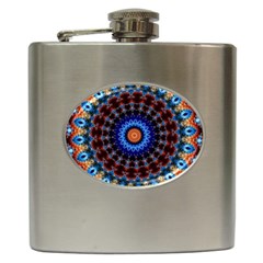 Rose Kaleidoscope Art Ornament Hip Flask (6 Oz)