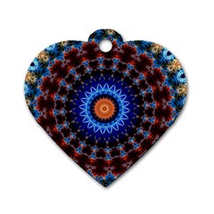 Rose Kaleidoscope Art Ornament Dog Tag Heart (two Sides) by Wegoenart