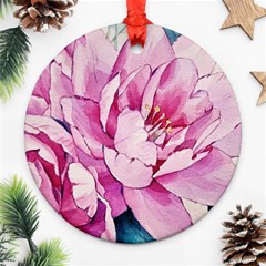 Art Painting Flowers Peonies Pink Ornament (round) by Wegoenart