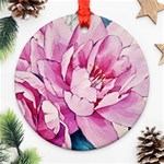 Art Painting Flowers Peonies Pink Ornament (Round) Front