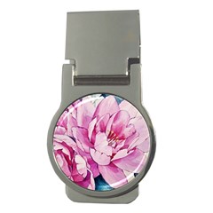 Art Painting Flowers Peonies Pink Money Clips (round)  by Wegoenart