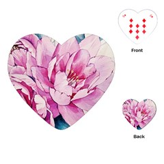 Art Painting Flowers Peonies Pink Playing Cards (heart) by Wegoenart