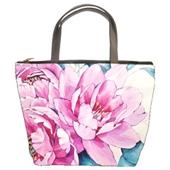 Art Painting Flowers Peonies Pink Bucket Bag by Wegoenart