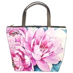 Art Painting Flowers Peonies Pink Bucket Bag Front