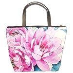 Art Painting Flowers Peonies Pink Bucket Bag Back