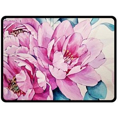 Art Painting Flowers Peonies Pink Fleece Blanket (large)  by Wegoenart