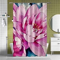 Art Painting Flowers Peonies Pink Shower Curtain 48  X 72  (small)  by Wegoenart