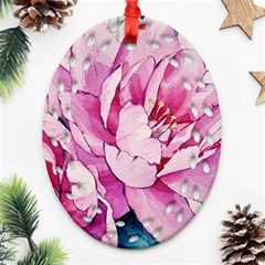 Art Painting Flowers Peonies Pink Ornament (oval Filigree) by Wegoenart