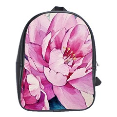 Art Painting Flowers Peonies Pink School Bag (xl) by Wegoenart