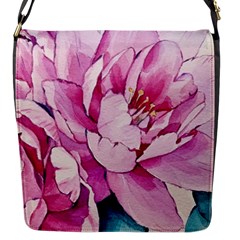 Art Painting Flowers Peonies Pink Flap Closure Messenger Bag (s) by Wegoenart