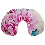 Art Painting Flowers Peonies Pink Travel Neck Pillows Front