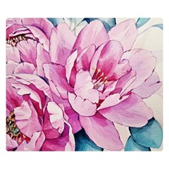 Art Painting Flowers Peonies Pink Double Sided Flano Blanket (small)  by Wegoenart