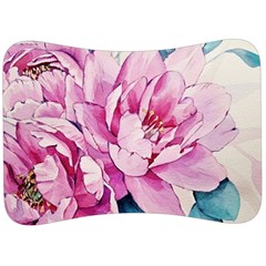 Art Painting Flowers Peonies Pink Velour Seat Head Rest Cushion by Wegoenart