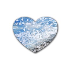 Coast Beach Shell Conch Water Rubber Coaster (Heart) 