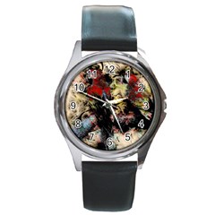 Ara Bird Parrot Animal Art Round Metal Watch by Wegoenart